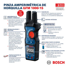 Amperímetro de Horquilla, TRMS GFM 1000-15, Ref 0601077400?, Marca Bosch (Bajo Pedido)