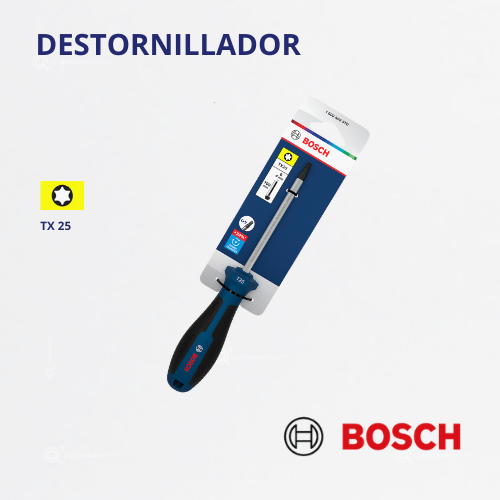 Destornillador/Atornillador TORX TX25 x 100 mm, Ref 1600.A03.9TD-000, Marca Bosch (Bajo Pedido)