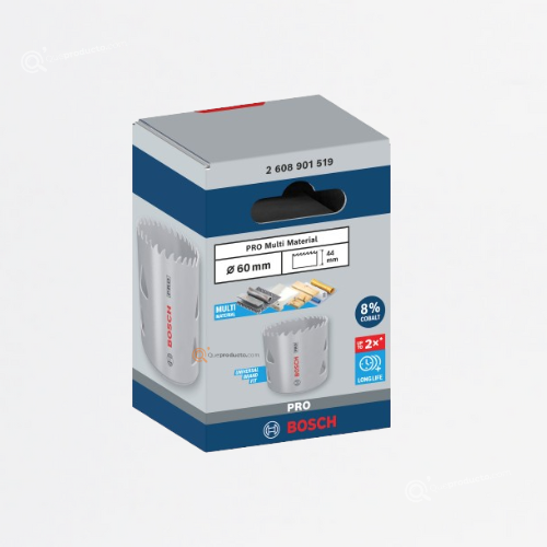 Sierra copa PRO Bimetalica, Cobalto 8%, 60 mm, 2-3/8", Ref 2608901519, Marca Bosch (Bajo Pedido)