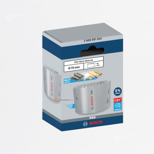 Sierra copa PRO Bimetalica, Cobalto 8%, 70 mm, 2-3/4", Ref 2608901524, Marca Bosch (Bajo Pedido)