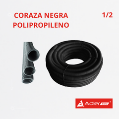 Coraza Polipropileno Retardada a la llama, Negra 1/2", RolloX100 mts, Ref CAPP-13, Marca Adler (Bajo Pedido)