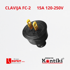 Clavija Industrial 15A, 120-250V, IP20, Ref FC-2, Marca Kontiki (En Stock)
