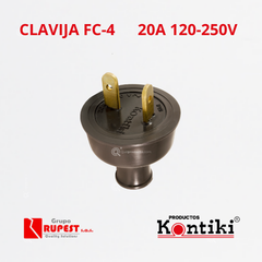 Clavija Pata Cruzada 20A, 120-250V, IP20, Ref FC-4, Marca Kontiki (En Stock)