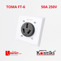 Toma Trifasica 50A Incrustar, 250V, IP20, Ref FT-6, Marca Kontiki (En Stock)
