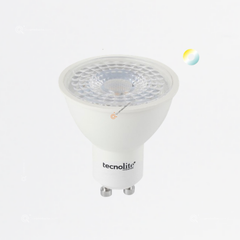 LED Spot 5W GU10, MR16, 2CCT, DIM, 410 lm, 100-127V, Ref 5GU10LEDMV35TCW, Marca Tecnolite (Bajo Pedido)