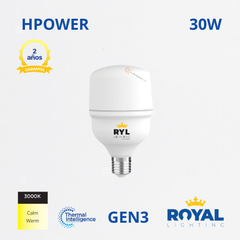 LED High Power 30w E27 Gen3, 3000K, 2700 lm, IP20, 180G, 100-240V, Marca Royal Lighting (En Stock) X1 Punto