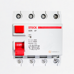 Interruptor Breaker diferencial tipo riel 25A 4P, 30mA 400V, Ref SDR42530, Marca Steck (Bajo Pedido)