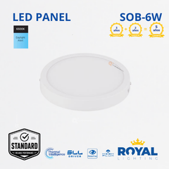 LED Panel redondo 6W S/poner, 6500k, 330 lm, IRC 80, 120G, 100-240V, Marca Royal Lighting (En Stock) x2 Puntos