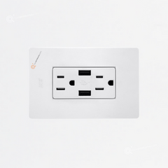 Toma Doble Americana 2p/tierra + 2USB, 15A, 110-150V, Ref 14066N-USB, Marca SOLAIO-EXE (O)