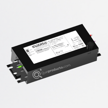 LED Driver DIM 150W, 500-1050mA, Output 108-215 Vdc, 120-277 Vac, Ref DE1050AD150W07, Marca Inadisa