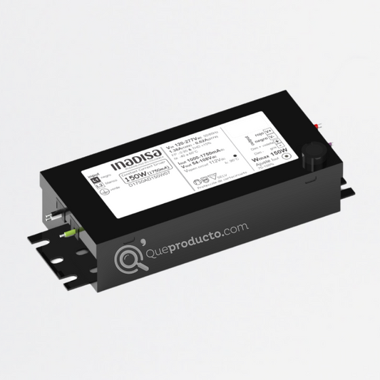 LED Driver DIM 150W, 1000-1750mA, Out 54-114 Vdc, 120-277 Vac, Ref DE1750AD150W07, Marca Inadisa (Bajo Pedido)