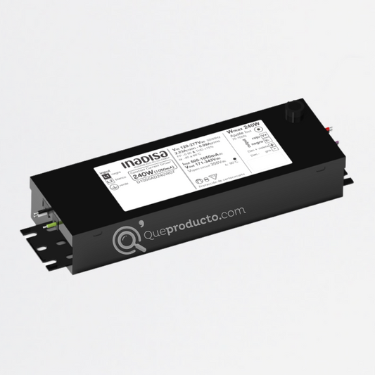 LED Driver DIM 240W, 500-1050mA, Out 171-343 Vdc, 120-277 Vac, Ref DE1050AD240W07, Marca Inadisa (Bajo Pedido)