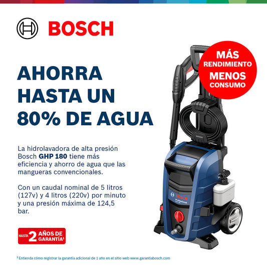 Hidrolavadora, GHP 180, 1800 PSI, 127V, Con Manguera 5 mts, Ref 0600910CG0, Marca Bosch (Bajo Pedido)