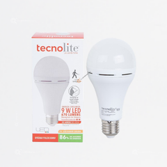 LED Bulbo Emergencia 9W E27, 3000K, 670 lm, 160G, 100-240V, Ref 09EMA19LED30MV, Marca Tecnolite (Bajo Pedido)