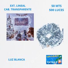 Ext. Navideña Lineal LED, 500L, L. Blanca, Cable Transpa, 50 mts, IP65, Ref 1511, Marca Yataile (Bajo Pedido)