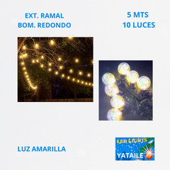 Ext. Ramal Con Bombilla LED (Bola), 10L, L. Amarilla, 5 mts, IP20, Ref 1600, Marca Yataile (Bajo Pedido)