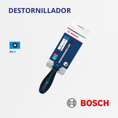 Destornillador/Atornillador En Cruz PH1 x 75 mm, Ref 1600.A03.9T3-000, Marca Bosch (Bajo Pedido)