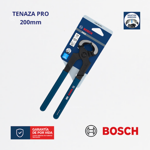 Tenazas de Carpintería 200 mm, Mango Recubierto, Ref 1600.A03.9TY-000, Marca Bosch (Bajo Pedido)