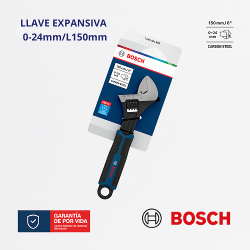 Llave Inglesa Ajustable 150 mm/6", Ref 1600.A03.B65-000, Marca Bosch (Bajo Pedido)