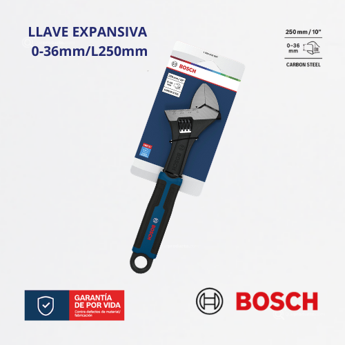 Llave Inglesa Ajustable 250 mm/10", Ref 1600.A03.B67-000, Marca Bosch (Bajo Pedido)