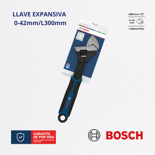 Llave Inglesa Ajustable 300 mm/12", Ref 1600.A03.B68-000, Marca Bosch (Bajo Pedido)