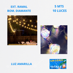 Ext. Ramal Con Bombilla LED (Diamante), 10L, L. Amarilla, 5 mts, IP20, Ref 1604, Marca Yataile (Bajo Pedido)