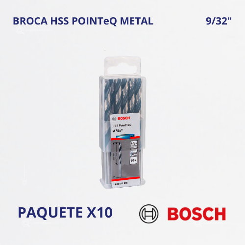 Broca Para Metal HSS-PointTeQ, 9/32", CajaX10, Ref 2608.577.330-000, Marca Bosch (Bajo Pedido)