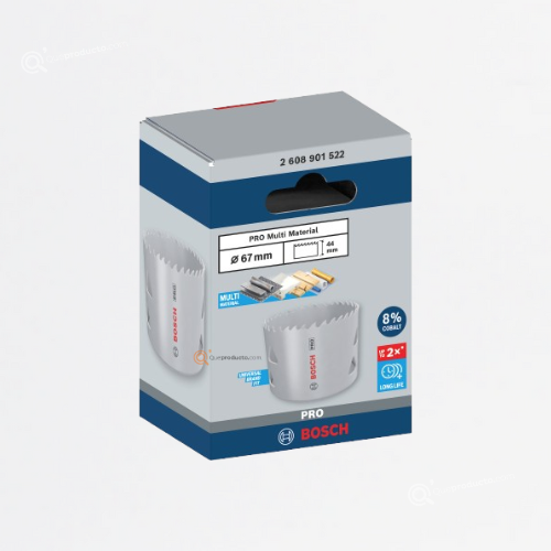 Sierra copa PRO Bimetalica, Cobalto 8%, 67 mm, 2-5/8", Ref 2608901522, Marca Bosch (Bajo Pedido)
