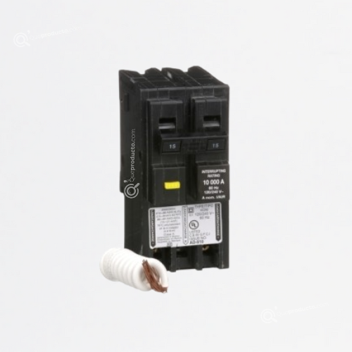 Interruptor Breaker Enchuf Dif Home 2P 15A, 120/240V, 10KA-6mA, Ref HOM215GFI, Marca Schneider (Bajo Pedido)