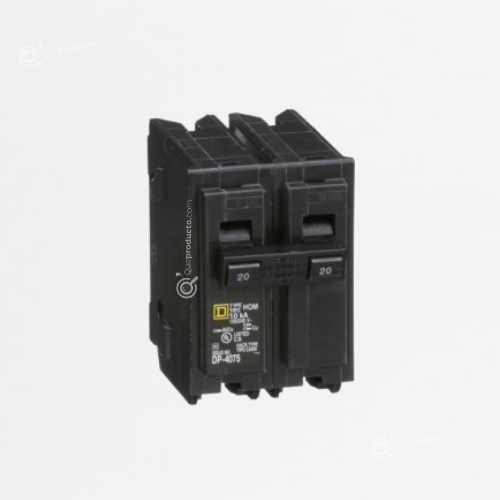 Interruptor Breaker Enchufable Auto Home 2P 20A, 120/240, 10KA, Ref HOM220, Marca Schneider (En Stock)
