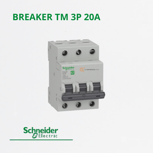 Interruptor Breaker termomagnético Easy9 3P 20A curva C, Ref EZ9F56320, Marca Schneider (Bajo Pedido)
