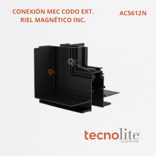 Accesorio Conexión Riel Magnético, Codo Externo Incrustar, Ref AC5612N, Marca Construlita (Bajo Pedido)