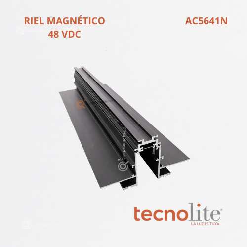 Riel Magnético 1m Incrustar Negro, 48VCD, Ref AC5641N, Marca Construlita (Bajo Pedido)