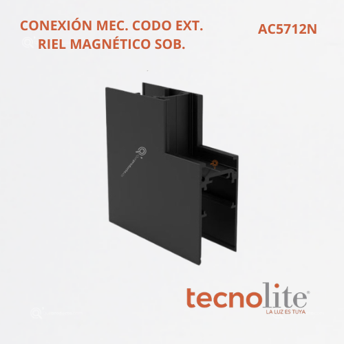 Accesorio Conexión Riel Magnético, Codo Externo Sobre Poner, Ref AC5712N, Marca Construlita (Bajo Pedido)