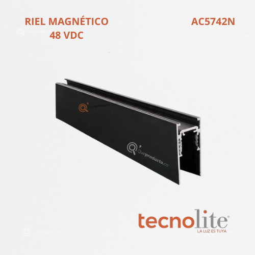 Riel Magnético 2m descolgar/sobre poner Negro, 48VCD, Ref AC5742N, Marca Construlita (Bajo Pedido)