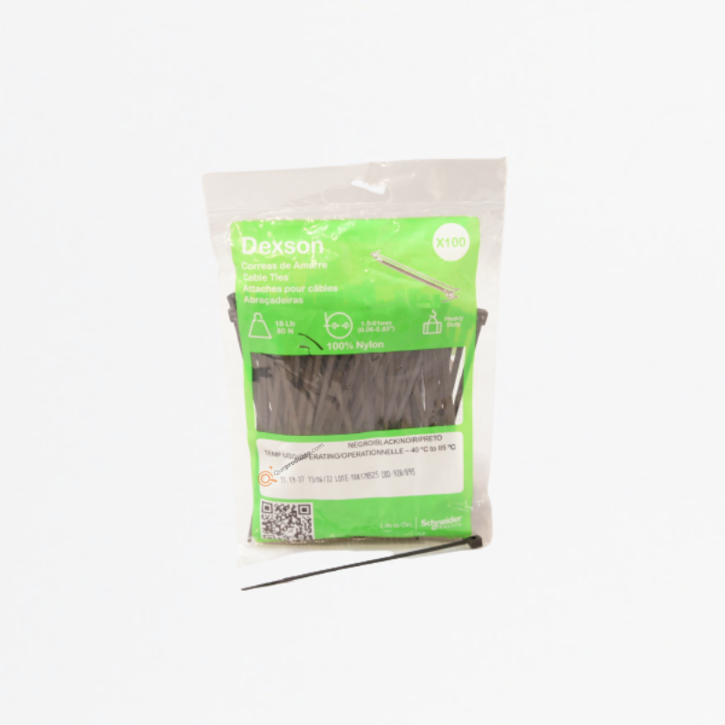 Amarre Dexson T10 Negro (25cmx0.48cm)x100 TP, Ref DXN3010N, Marca Dexson (En Stock)