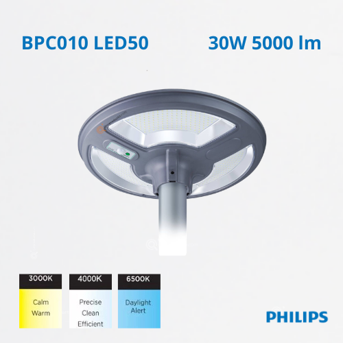 LED Luminaria Solar BPC010 LED50, 30W, 3Tc, 5000 lm, IP65, Ref 911401876702, Marca Philips (En Stock)