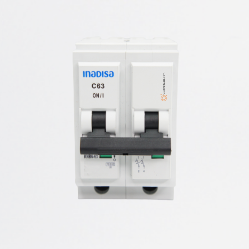 Interruptor Breaker Enchufable 16A 2P, 120-240VAc, Curva C 10kA, Ref I2P162AE, Marca Inadisa (En Stock)