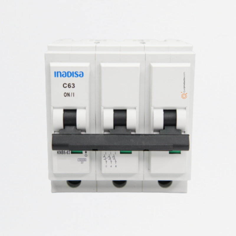 Interruptor Breaker Enchufable 16A 3P, 120-240VAc, Curva C 10kA, Ref I3P162AE, Marca Inadisa (Bajo Pedido)