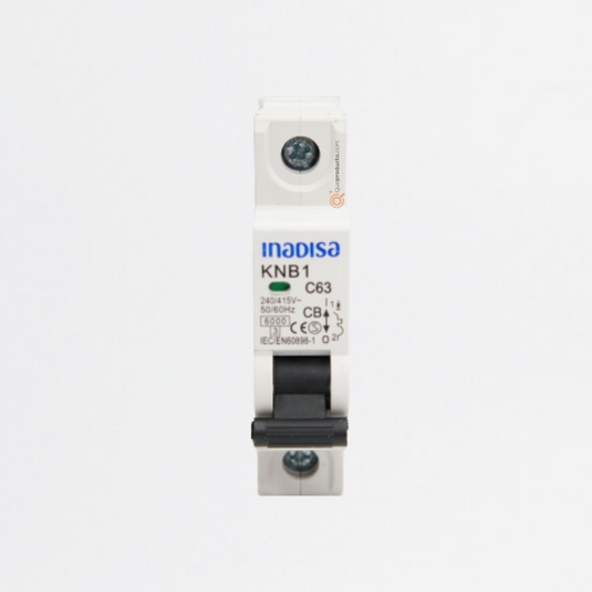 Interruptor Breaker R. DIN 63A 1P, 120-240VAc, Curva C 6kA, Ref I1P632AD, Marca Inadisa (En Stock)