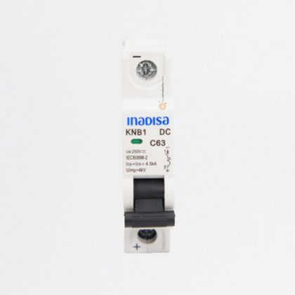 Interruptor Breaker R. DIN MCB 16A 1P, 500VDc, Curva C 4.5kA, Ref I1P165CD, Marca Inadisa