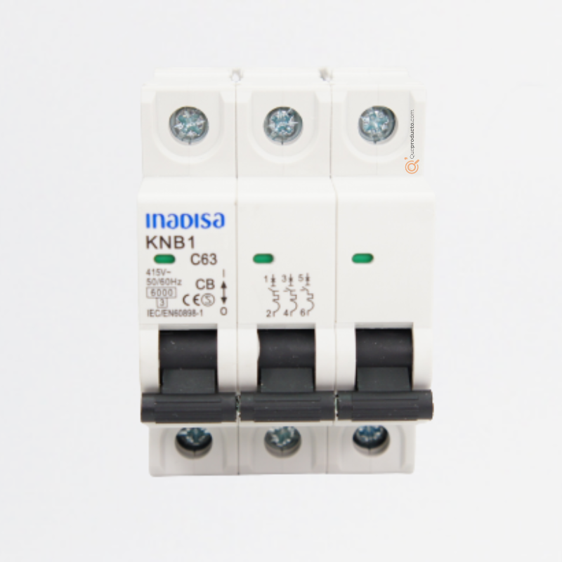 Interruptor Breaker R. DIN 50A 3P, 120-240VAc, Curva C 6kA, Ref I3P502AD, Marca Inadisa (S)