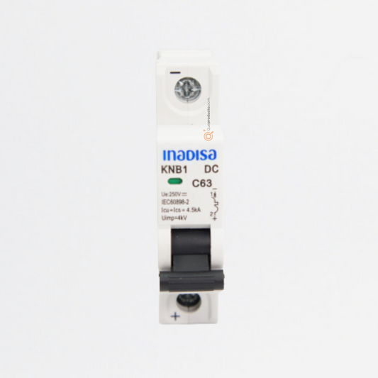 Interruptor Breaker R. DIN MCB 20A 1P, 500VDc, Curva C 4.5kA, Ref I1P205CD, Marca Inadisa (Bajo Pedido)