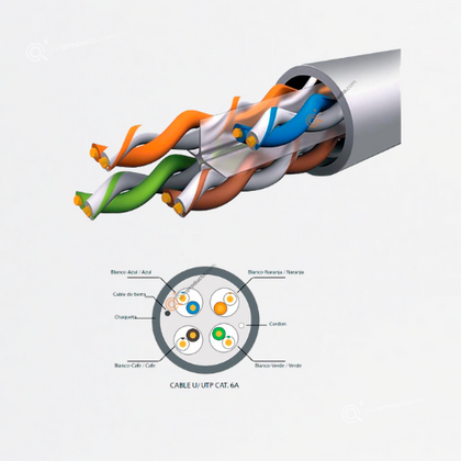 Cable U/UTP Categoría 6A, RolloX305m, Cobre sólido, Ref NUU6AP-1626, Marca Powest (O)