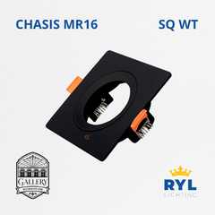 Chasis Bala MR16, Cuadrada Negra, Máx 12w ABS, Ref YFDWPCUBL, Marca Royal Lighting (En Stock)