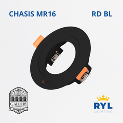 Chasis Bala MR16, Circular Negra, Máx 12w ABS, Ref YFDWPCIBL, Marca Royal Lighting (En Stock)