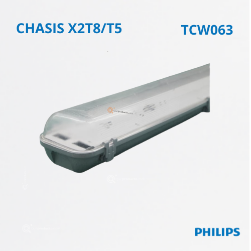 Chasis Hermético TCW063, 120cm, D. Policarbonato, 2TLX, IP65, Ref 919053055552, Marca Philips (En Stock)