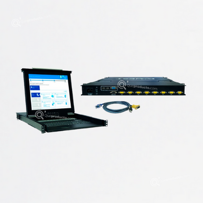 Consola 1U, Monitor, Teclado, Mouse con Switch KVM 8, Ref NCONS-2294, Marca Powest (O)