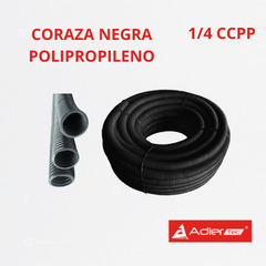 Coraza Polipropileno Retardada a la llama, Negra 1/4", RolloX100 mts, Ref CCPP-07, Marca Adler (Bajo Pedido)