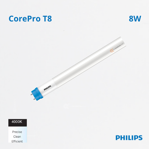 LED COREPRO Tubo 1E T8 600mm, 8W, 4000K, 800 lm, Ref 929003534411, Marca Philips (Bajo Pedido)